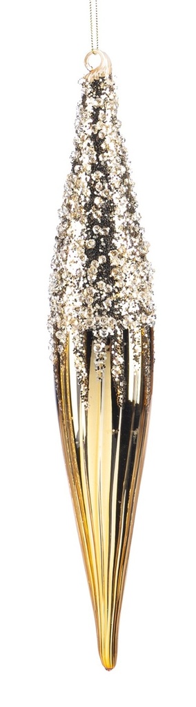 30cm Studded Glass Icicle - Gold