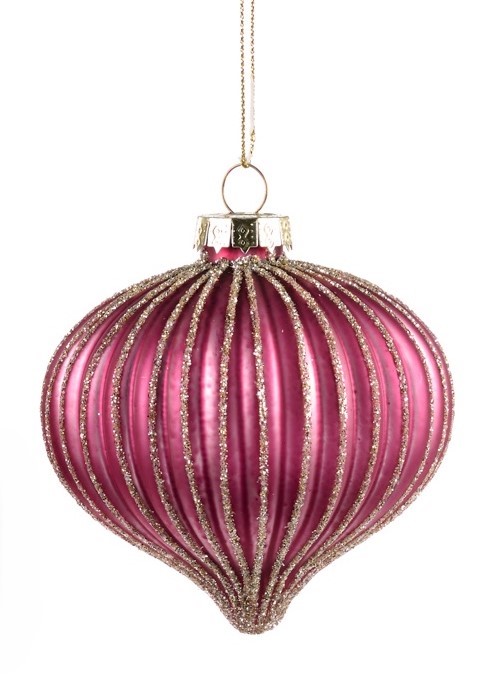 6cm Ribbed Glass Onion - Pink