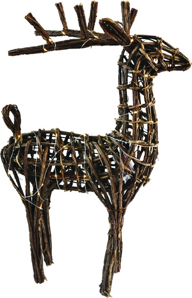 74 x 39cm Light-Up Wooden Deer - Gold