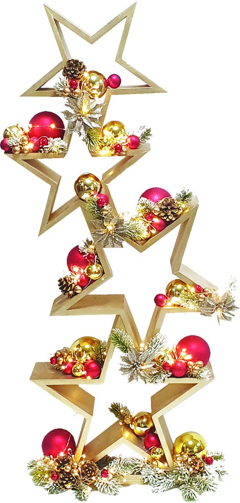 Wooden Stacking Stars with Decoration, 103cm