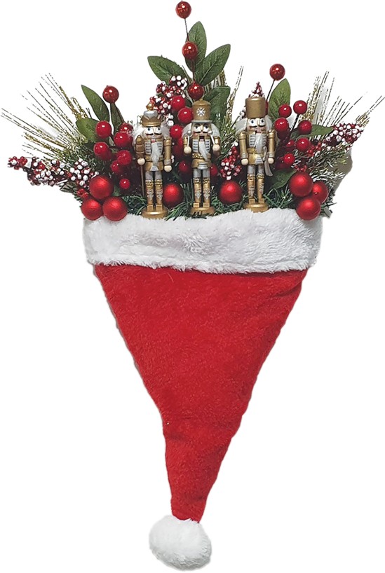 Decorated Santa Hat with Nutcrackers, 60cm