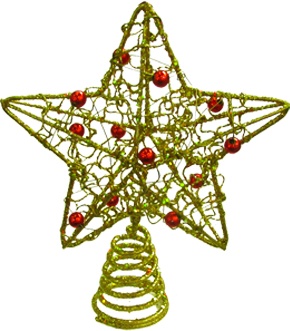 [XQ018-GD] 13cm Filigree Star Tree Top w/ Beads - Gold