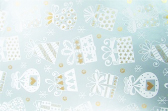 [LI044] 10m x 70cm Printed Gift Wrap - Silver/White/Gold