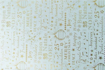 [LI045] 10m x 70cm Printed Gift Wrap - White/Gold