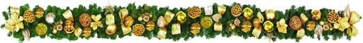 [REF079] 9' x 10" Decorated Garland - Gold