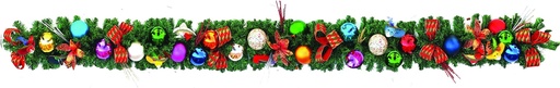[REF081] 9' x 10" Decorated Garland - Red/Green/Gold