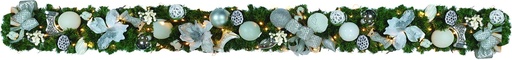 [REF101] 9' x 10" Decorated Garland - Silver