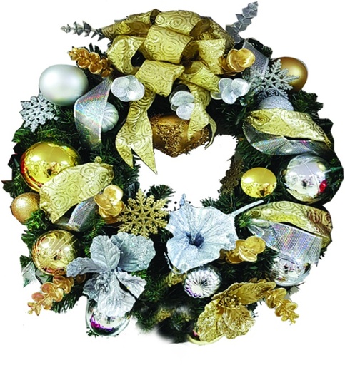 [REF120] 30" Decorated Wreath - Black/White
