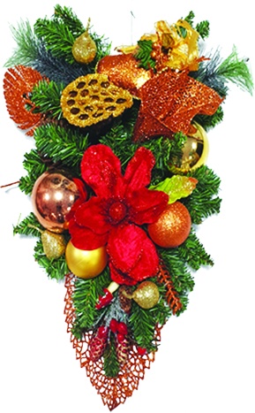 [REF020] 50cm Decorated Hanging Bouquet - Gold/Red/Copper