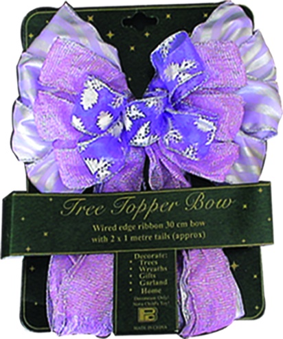 [W03566-PL] 89cm x 30cm x 6.5cm Decorative Tree Top Bow - Light Purple