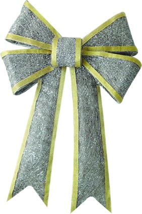 [OM009] 58cm Sisal Bow - Silver w/ Gold Lining