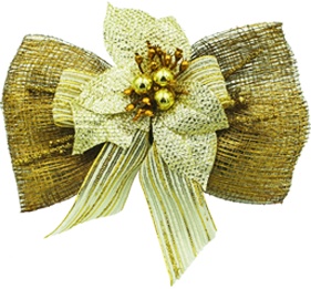 [REF131] 20cm Decorated Sinamay Bow - Gold