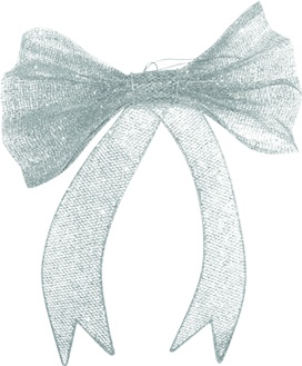 [XQ046-S] 34cm Mesh Bow - Silver
