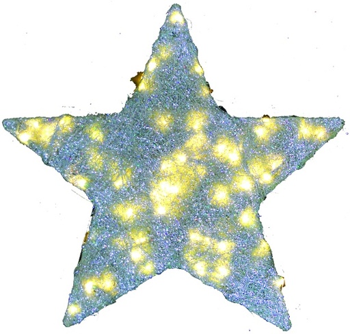 [XQ057-S] 60cm Illuminated Sisal Star - Silver