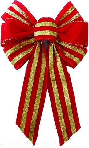 [YY002] 40cm Velvet Bow - Red/Gold