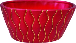 [RC006] 17cm x 9cm Glittered Wide Pot - Red/Gold