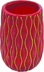 [RC008] 15cm x 10cm Glittered Slim Pot - Red/Gold