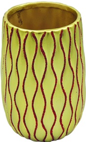 [RC009] 15 x 10cm Slim Pot w/ Glitter - Gold/Red