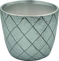 [RC015] 10cm x 9cm Pot w/ Crisscross Design - Silver