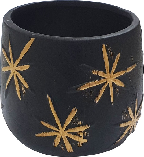 [RC027] 10cm Pot w/ Star Design - Black/Gold