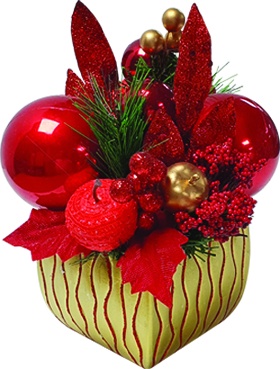 [REF059] 10.5cm x 10.5cm Decorated Pot - Gold/Red