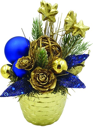 [REF099] 10cm x 9cm Decorated Pot - Blue/Gold