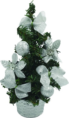 [LF162-S] 20cm Decorated Mini-tree - Silver