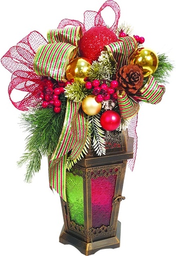 [REF134] 50cm Decorated Lantern - Gold/Red