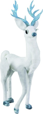 [SA050] 33cm Attractive Deer - White w/ Turquoise Motifs