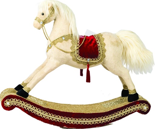 [LJ015] 68cm x 59cm Rocking Horse - Beige/Red