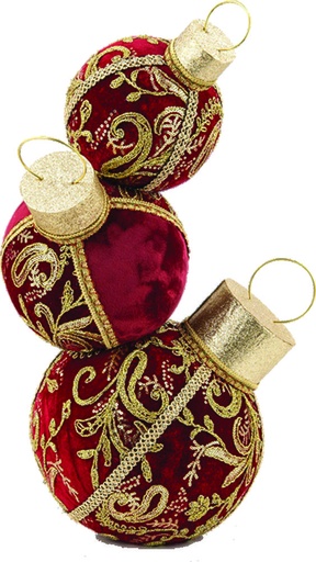 [LJ041] 60cm Stack of Baubles - Gold/Red