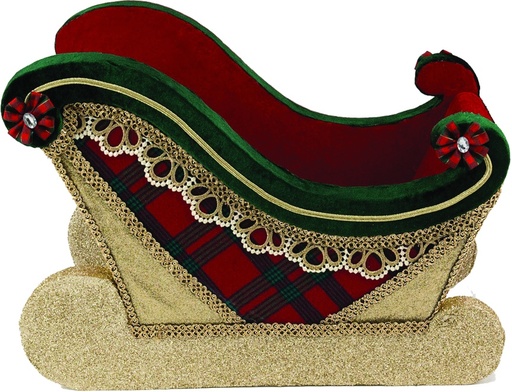[LJ032] 46cm x 32cm Plush Sleigh - Red/Green/Gold