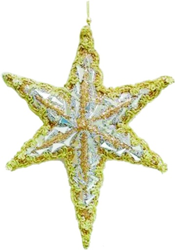 [SL195] 26cm Jewel Star w/ Trim - Ivory/Gold