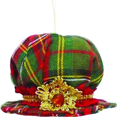 [SL152] 17cm Plaid Hat - Red/Olive/Gold