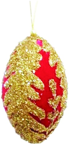 [SL159] 16cm Velvet Glitter Tear Drop - Red/Gold