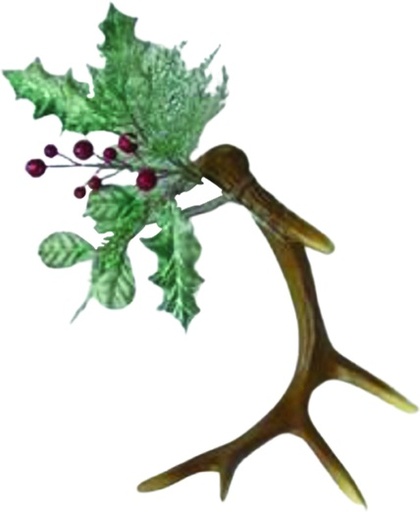 [SL207] 30.5cm Adorned Antler Horn - Green/Red/Brown