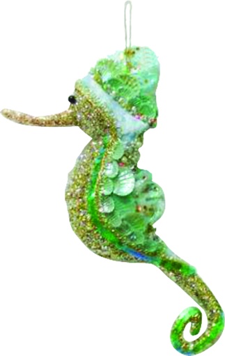 [SL137] 23cm Glittered Seahorse - Teal