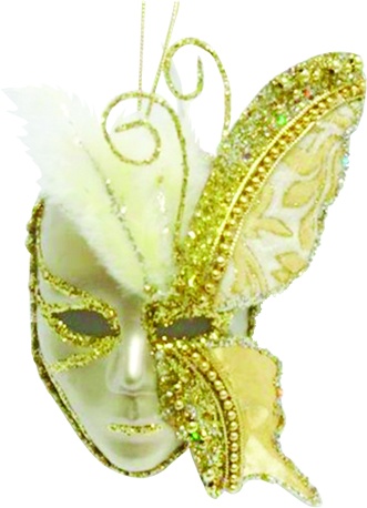 [SL185] 15cm Butterfly Mask - Ivory/Gold