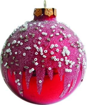 [JN018] 10cm Studded Glass Ball - Red/White
