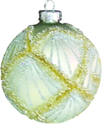 [YS011] 12cm Beaded Glass Ball - Silver/Gold
