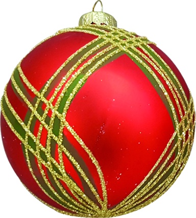 [YS016] 12cm Glittered Glass Ball - Red/Green/Gold