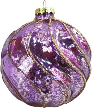 [YS001] 10cm Wavy Glass Ball - Purple/Gold