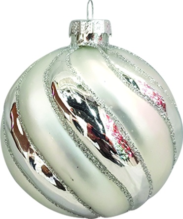 [YS027] 12cm Twisted Glass Ball - Silver