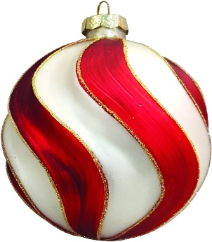 [YS030] 10cm Twisted Glass Ball - Red/White