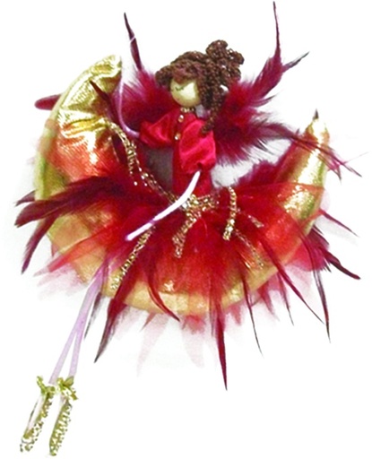 [YI037] 51cm Hanging Angel on Moon - Gold/Red