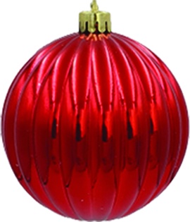 [LF085-R] 10cm Ridged Ornament - Red