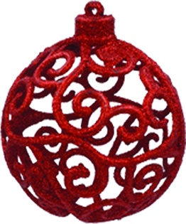 [LF158-R] 10cm Hollow Glitter Ball - Red