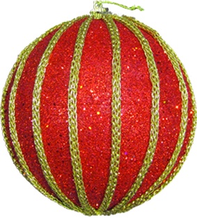 [RN419] 10cm Striped Ball - Red/Gold