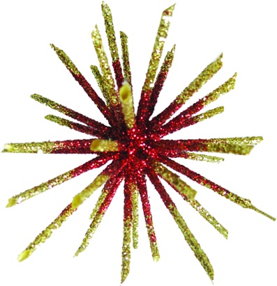 [SL072] 12.5cm Star Burst Ball - Gold/Red
