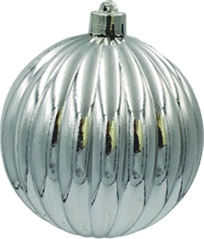 [LF085-S] 10cm Ridged Ornament - Silver